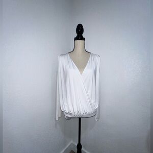 Express V-Neck Long Sleeve Faux Wrap Bodysuit